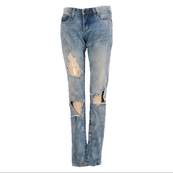 Blank NYC Distressed Busted Knee Acid Tie Dye Wash Skinny Jeans Size 25 - Picture 2 of 11